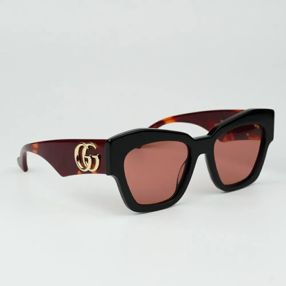 NEW Gucci GG1422S 005 Black Havana Rust Square Women Sunglasses GG 1422S